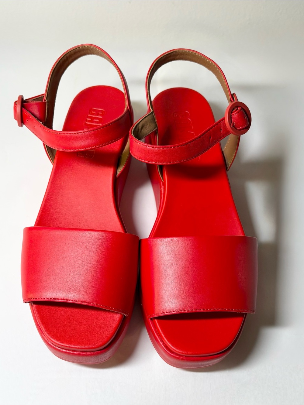 Camper Misia Red Leather Strap Platform Sandal Women’s Size 37